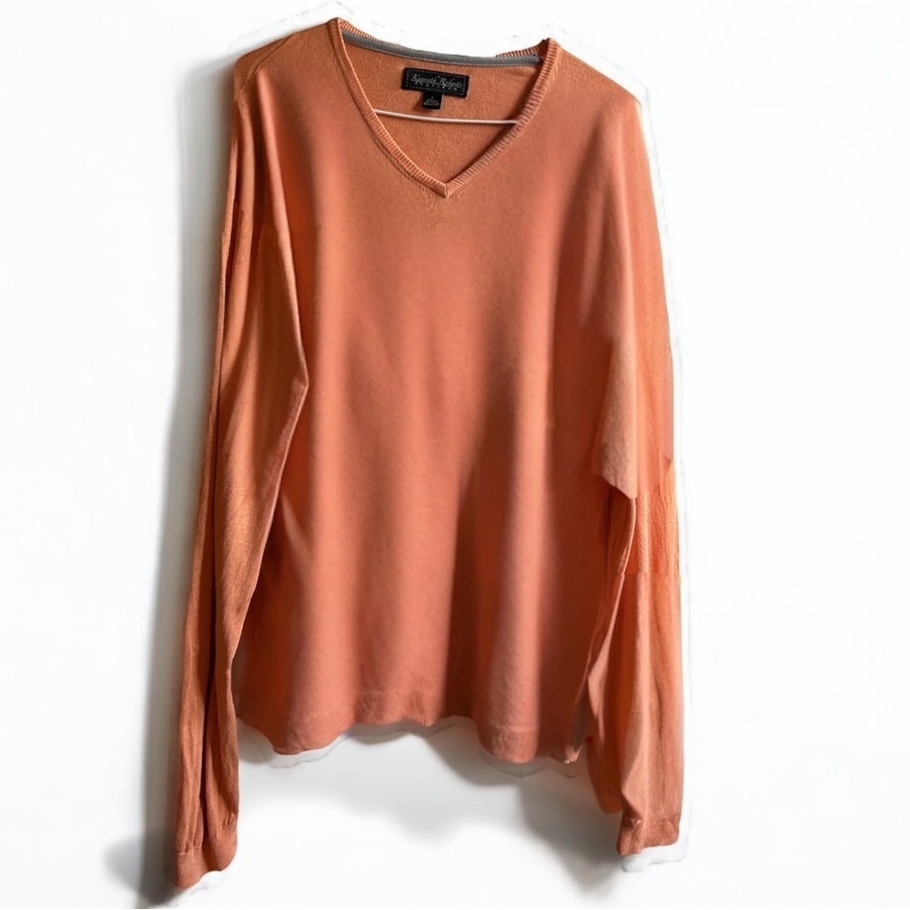 Kenneth Roberts Platinum Silk Blend V-Neck Sweater Men’s L fits WomensL–XL Relax